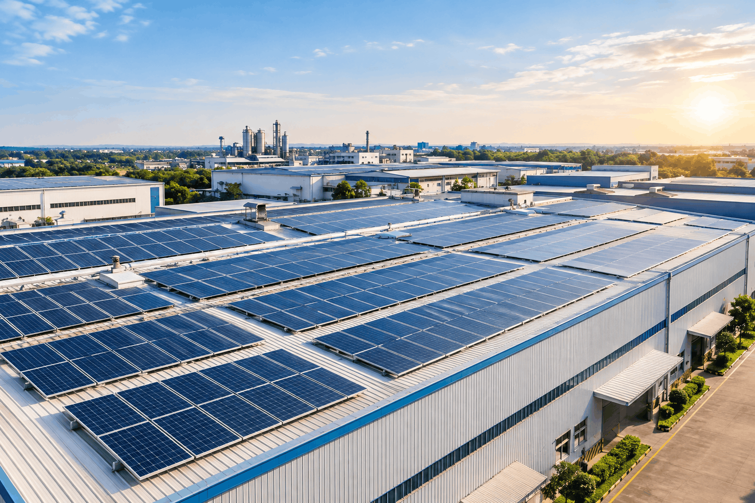 Factory Rooftop Solar Installation