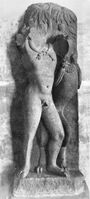 The Mathura Herakles, strangling the Nemean lion (Kolkata Indian Museum).[107]