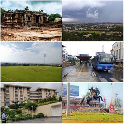 Clockwise from Top left: Chandramouleshwara Temple, KSCA Stadium, HD-BRTS, Rani Chennamma Circle, Infosys Hubli, Hubli City Skyline