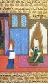 Muhammad and Khadija performing the first wudu, as illustrated in the Siyer-i Nebi, c. 1594