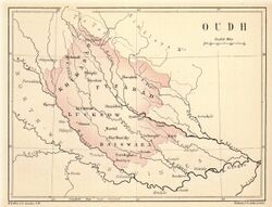 The Kingdom of Oudh in 1856 (red)