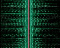 Sonogram of an AM signal, showing the carrier and both sidebands vertically