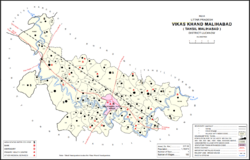 Map showing Kasmandi Kalan (#157) in Malihabad CD block