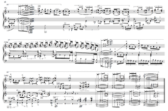 A typeset music score, with themes indicated by numeric and alphanumeric characters