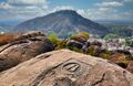 The Footprints of Chandragupta Maurya on Chandragiri hill Hill, where Chandragupta (the unifier of India and founder of the Maurya Dynasty) performed Sallekhana.