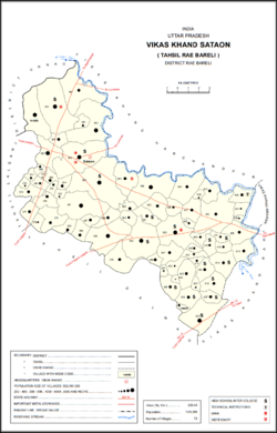 Map showing Kilauli (#393) in Sataon CD block