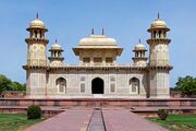 Tomb of I'timād-ud-Daulah is a Mughal mausoleum in Agra.It is noticeable for the first use of pietra dura technique. The tomb is often regarded as a draft of the Taj Mahal.