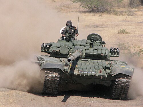 Ajeya of the Indian Army has a 7.62 mm PKT coaxial machine gun and a 12.7 mm anti-aircraft machine gun