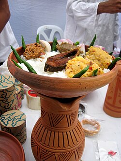Panta bhat with ilish bhaja and bhurta, a popular Bengali New Year meal