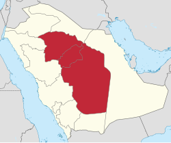 Map of the Najd region in Saudi Arabia