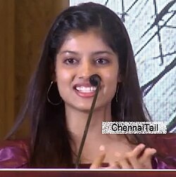 Monisha Blessy at Maaveeran press-meet in 2023