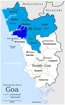 Location of Ilhas in North Goa, Goa