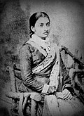 Jnanadanandini Devi styling the Bengali drape with British-style blouse with lace collar