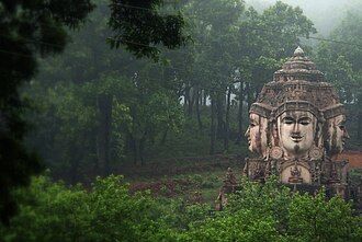 Brahma statue with various deities at Amarkantak