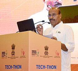 Virendra Kumar addressing at the closing ceremony of a Seminar on Technology Partnerships for POSHAN Abhiyaan - ‘TECH-THON’, organised by the Ministry of Women and Child Development, in New Delhi.JPG