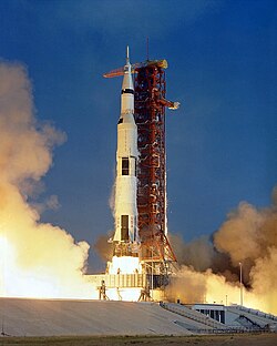 Saturn V and Apollo 11 at launch, Jul 1969
