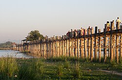 U Bein Bridge Amarapura, Myanmar. The longest teak bridge in the world at 1.2&nbsp;km (0.75&nbsp;mi).