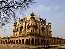 Safdarjung's Tomb is built in the late Mughal style for Nawab Safdarjung. The tomb is described as the “last flicker in the lamp of Mughal architecture”
