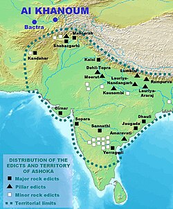 The distribution of the Edicts of Ashoka.[200]