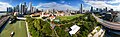 Aerial panorama of Singapore's Downtown Core with Padang at right, where Subash Chandra Bose addressed INA soldiers several times when it was used as the sepoy lines (cantonment area).