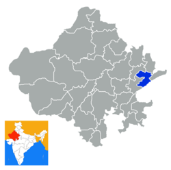 Location of Karauli district in Rajasthan