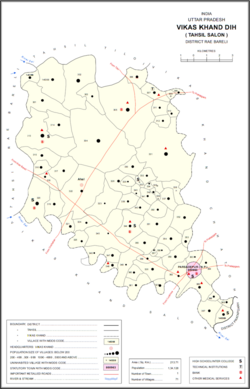 Map showing Hajipur (#367) in Dih CD block