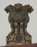 The State Emblem atop the new Parliament Building of India