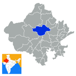 Location of Nagaur (Nāgaur) district in Rajasthan