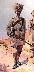 An early 20th century sepoy in the British Indian Army, wearing a kurta.