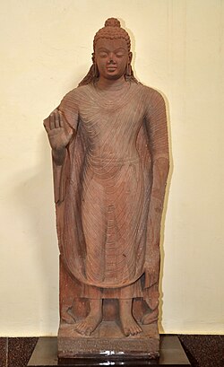 Standing Buddha, inscribed Gupta Era year 115 (434 CE), Mathura.[45]