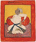 Maharaja Sital Dev of Mankot in Devotion, Ink, opaque watercolor, and silver on paper (ca. 1690).