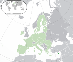 Location of&nbsp;Republic of Cyprus&nbsp;(green) in the European Union&nbsp;(light green)&nbsp; –&nbsp; [Legend]
