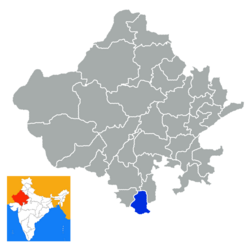 Location of Banswara district in Rajasthan