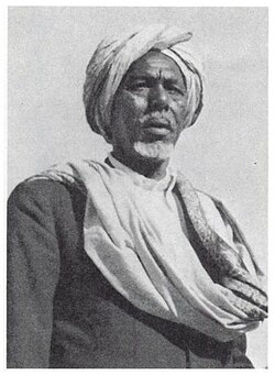 Sultan Abdillahi Deria, fourth Grand Sultan of the Somali Isaaq Sultanate, wearing a turban.