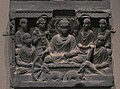 Gandharan Stele illustrating the first sermon at Sarnath, 2nd century, Metropolitan Museum of Art.