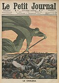 Drawing of Death bringing cholera, in Le Petit Journal (1912).