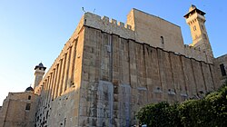 Exterior view of the Cave of the Patriarchs in the Old City of Hebron, the Holy Land