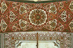 Painted ceiling in the Mahabat Khan Mosque in Peshawar (17th century, Mughal period)