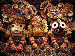 Balabhadra, Subhadra and Jagannath idols in Odhisa.