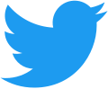 A stylized blue bird in profile facing to the right