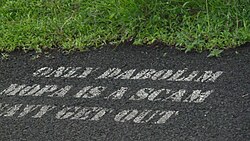 Protest sign at the road