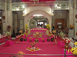 Gurudwara Paonta Sahib, view inside a typical gurdwara.