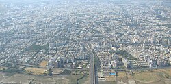 Aerial view of Surat, Adajan Side. Sardar Patel bridge on Tapti river is visible in the middle.