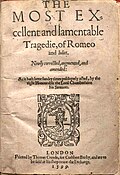Title page of the Second Quarto of Romeo and Juliet published in 1599