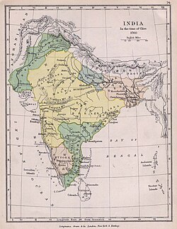 The Maratha Empire (yellow) in 1760