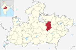 Location of Damoh district in Madhya Pradesh