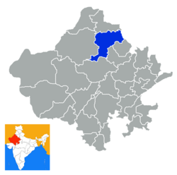 Location of Churu district in Rajasthan