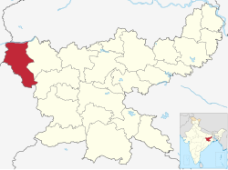 Location of Garhwa district in Jharkhand