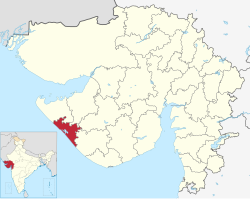 Location of Porbandar district in Gujarat
