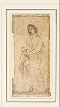2 Abu'l Hasan. Study of St. John Evangelist adapted from Durer's Crucifixion engraving of 1511. Dated 1600–1601, The Ashmolean Museum, Oxford.